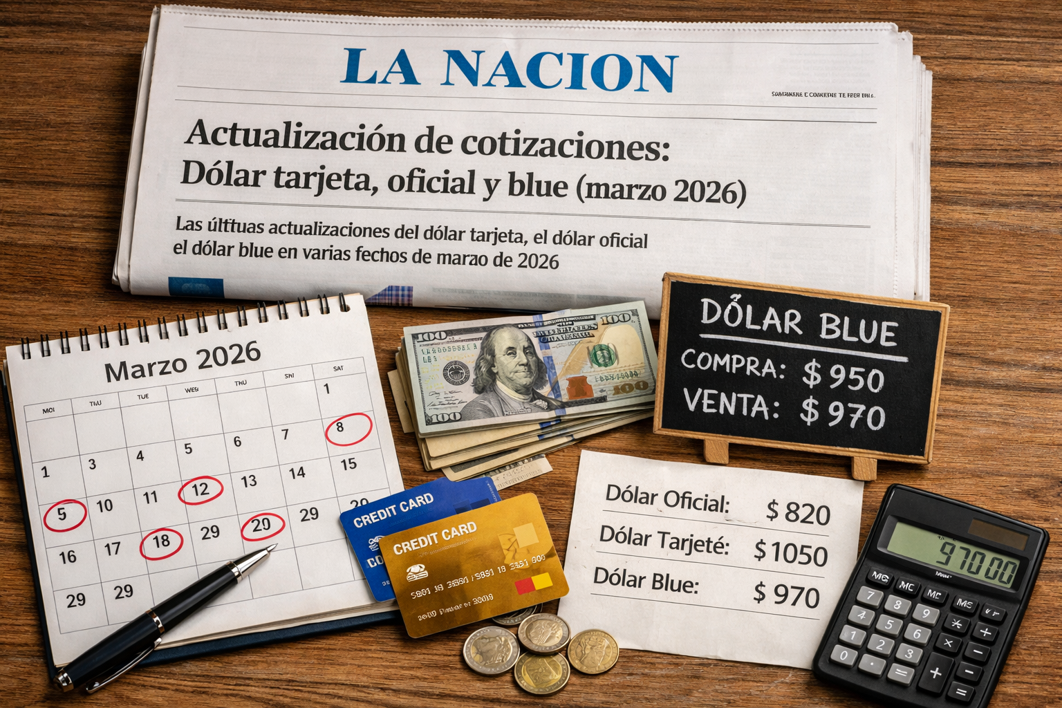 Actualización de cotizaciones: dólar tarjeta, oficial y blue (marzo 2026)