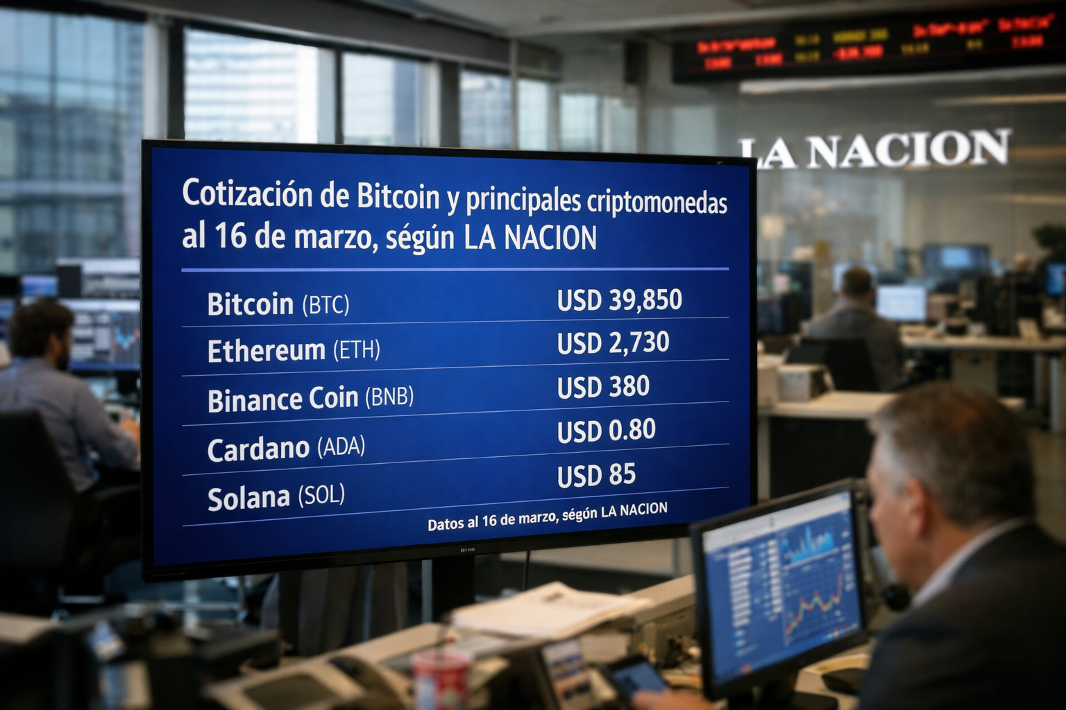 Cotización de Bitcoin y principales criptomonedas al 16 de marzo, según LA NACION