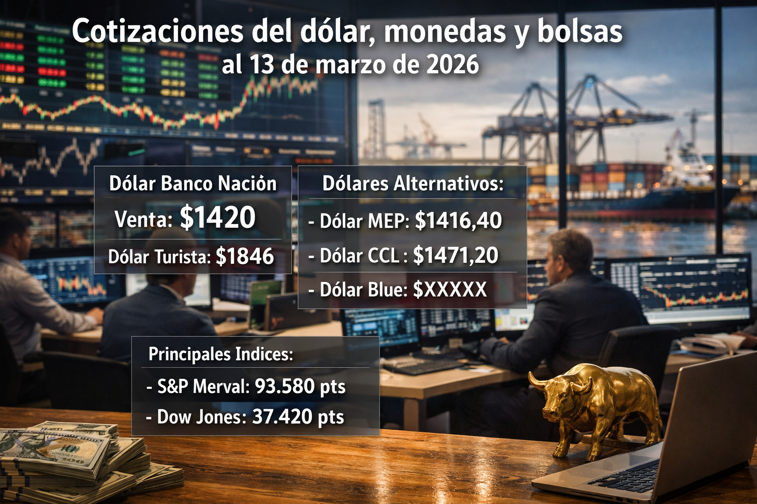 Cotizaciones del dólar, monedas y bolsas al 13 de marzo de 2026