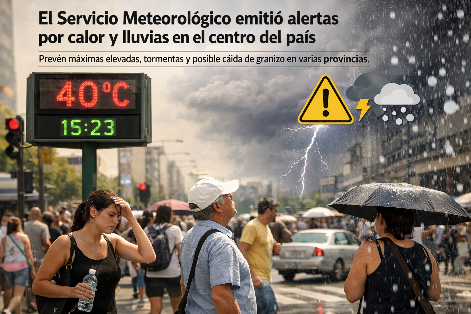 El Servicio Meteorológico emitió alertas por calor y lluvias en el centro del país