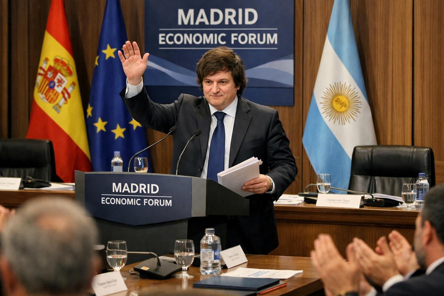 Milei cierra su participación en el Madrid Economic Forum y regresa a Argentina