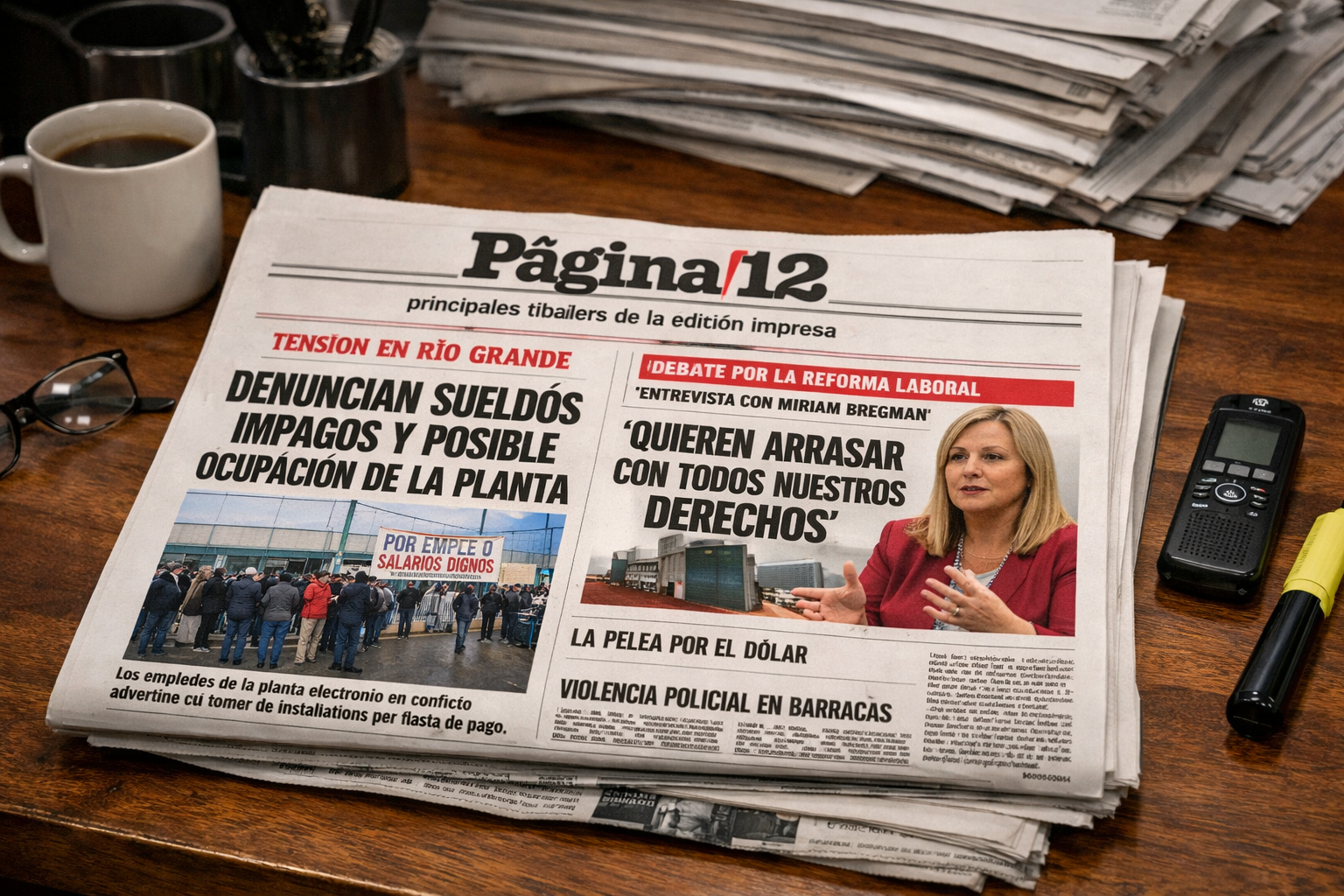Página/12: principales titulares de la edición impresa