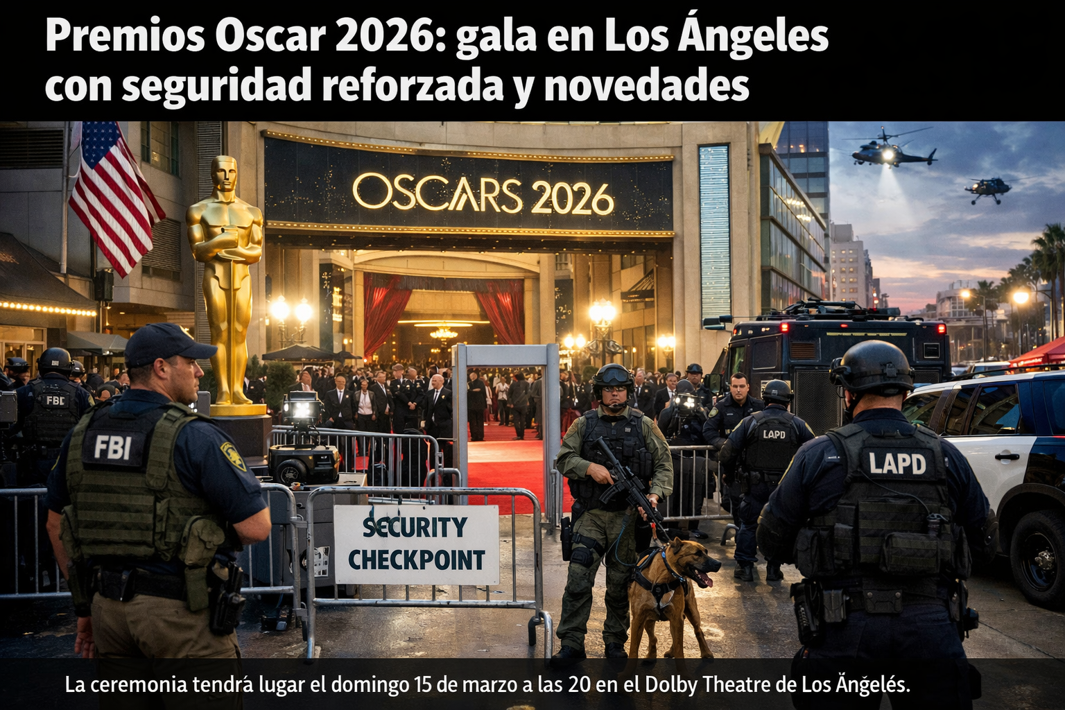 Premios Oscar 2026: gala en Los Ángeles con seguridad reforzada y novedades