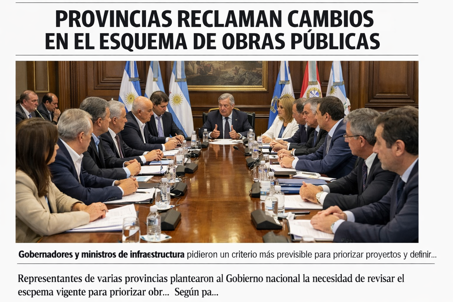 Provincias reclaman cambios en el esquema de obras públicas