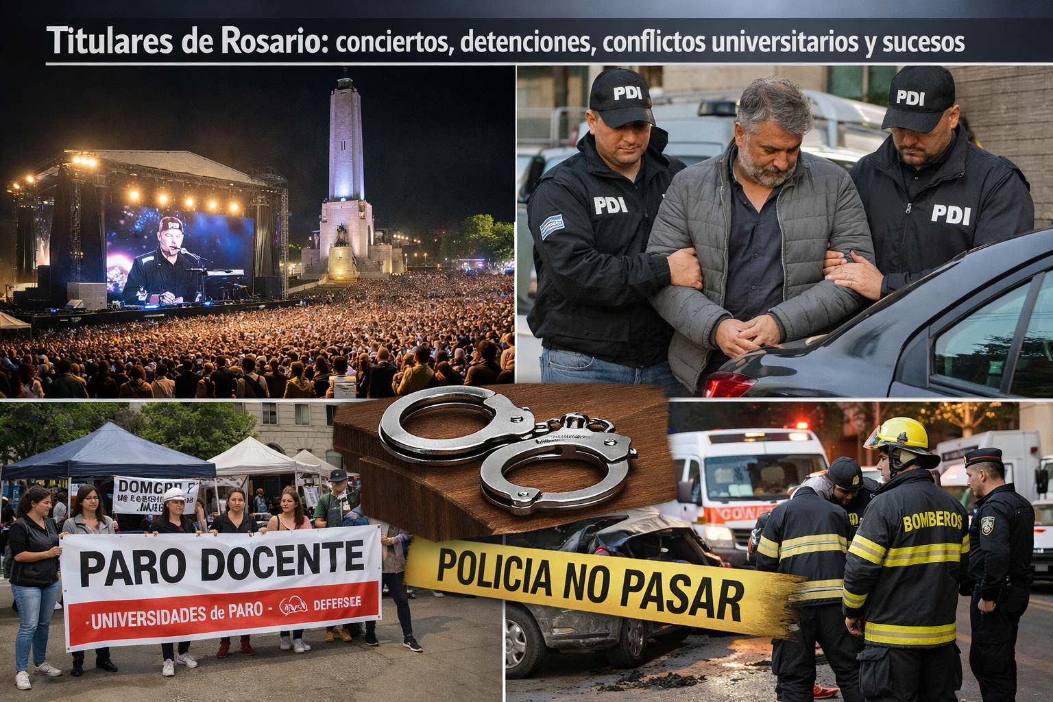 Titulares de Rosario: conciertos, detenciones, conflictos universitarios y sucesos